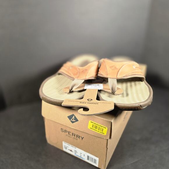 SPERRY Top-Sider Mens Outter Banks STS17567  Sandals TanFlip Flops NWT im Box main image 6